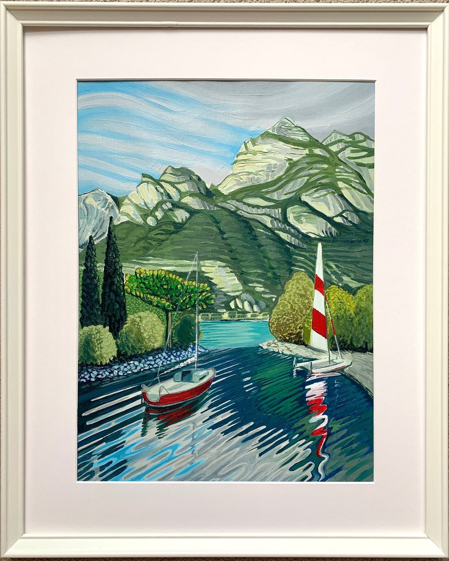 12x16 inch - LAKE GARDA Riva del Garda Italy - Original Oil Painting