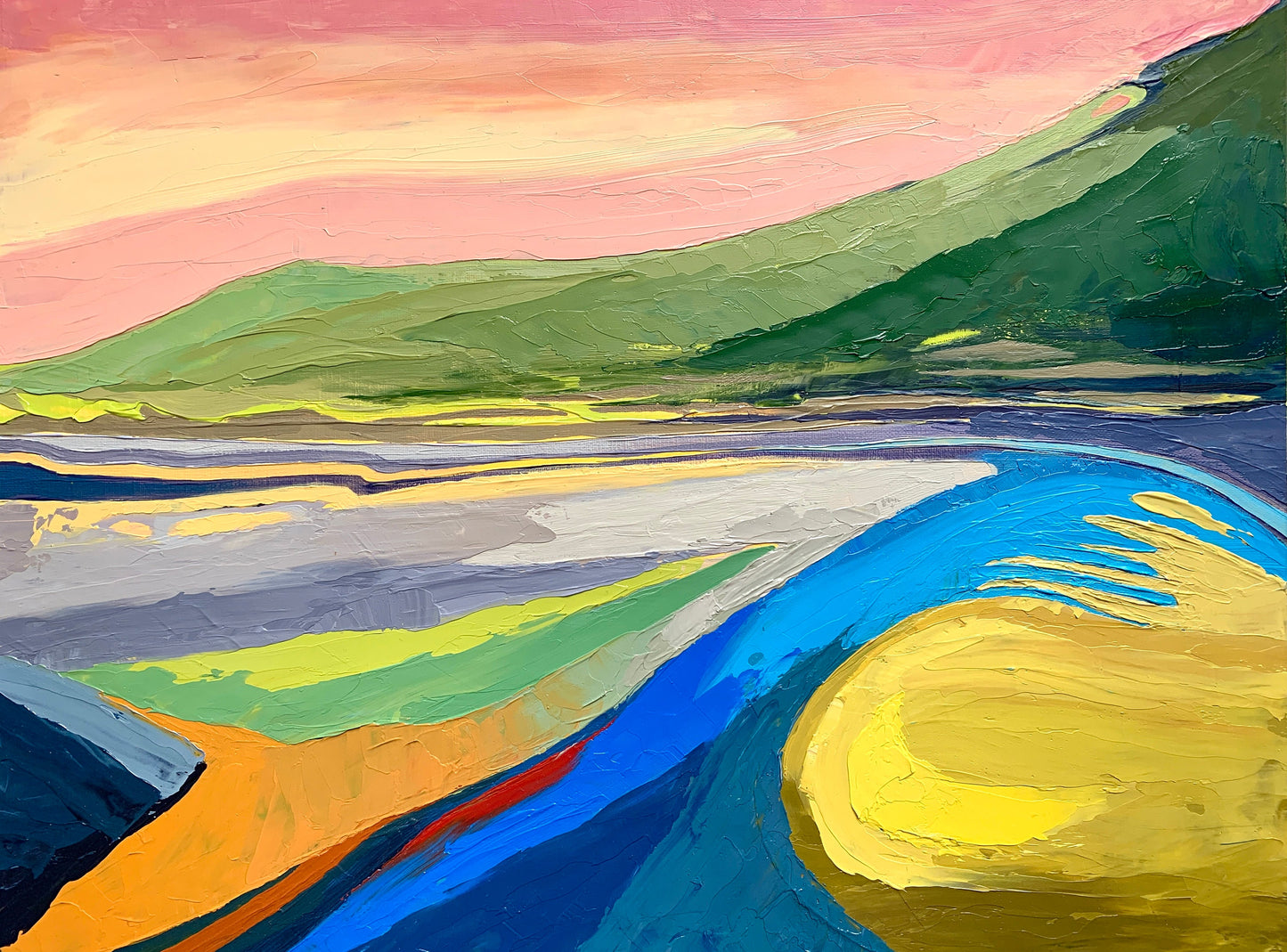 A3 size - Original Oil Painting - Abstract Palette Knife Landscape