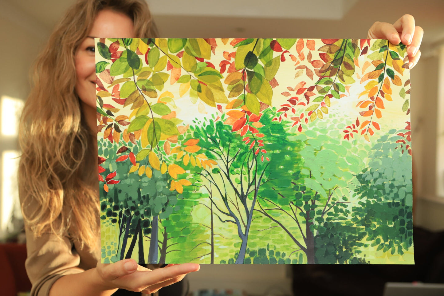 A3 size - HORNIMAN GARDENS Copper Beech Tree - Original acrylic painting