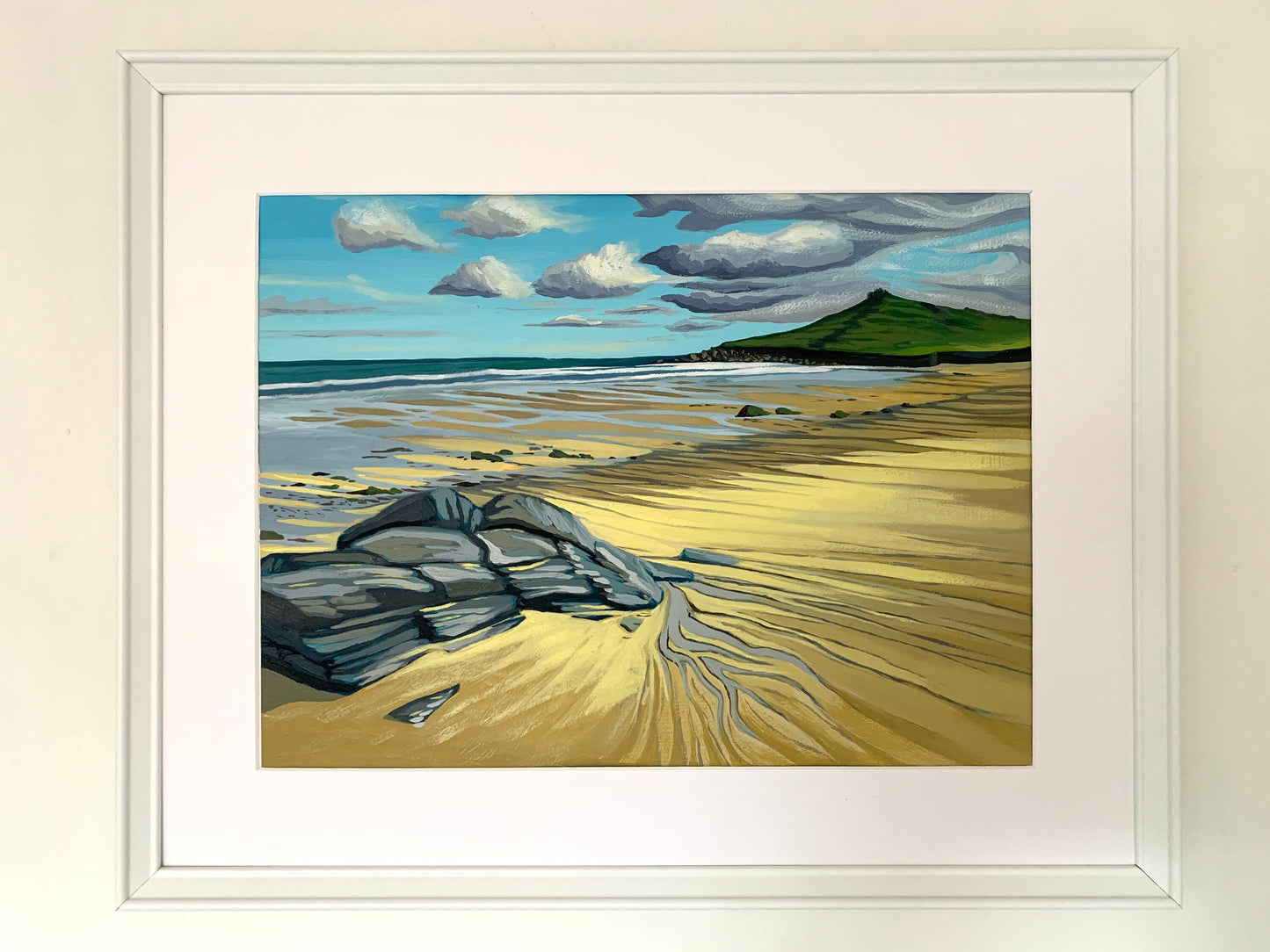 A3 size - CORNWALL ST IVES Porthmeor Beach - Original Oil Painting