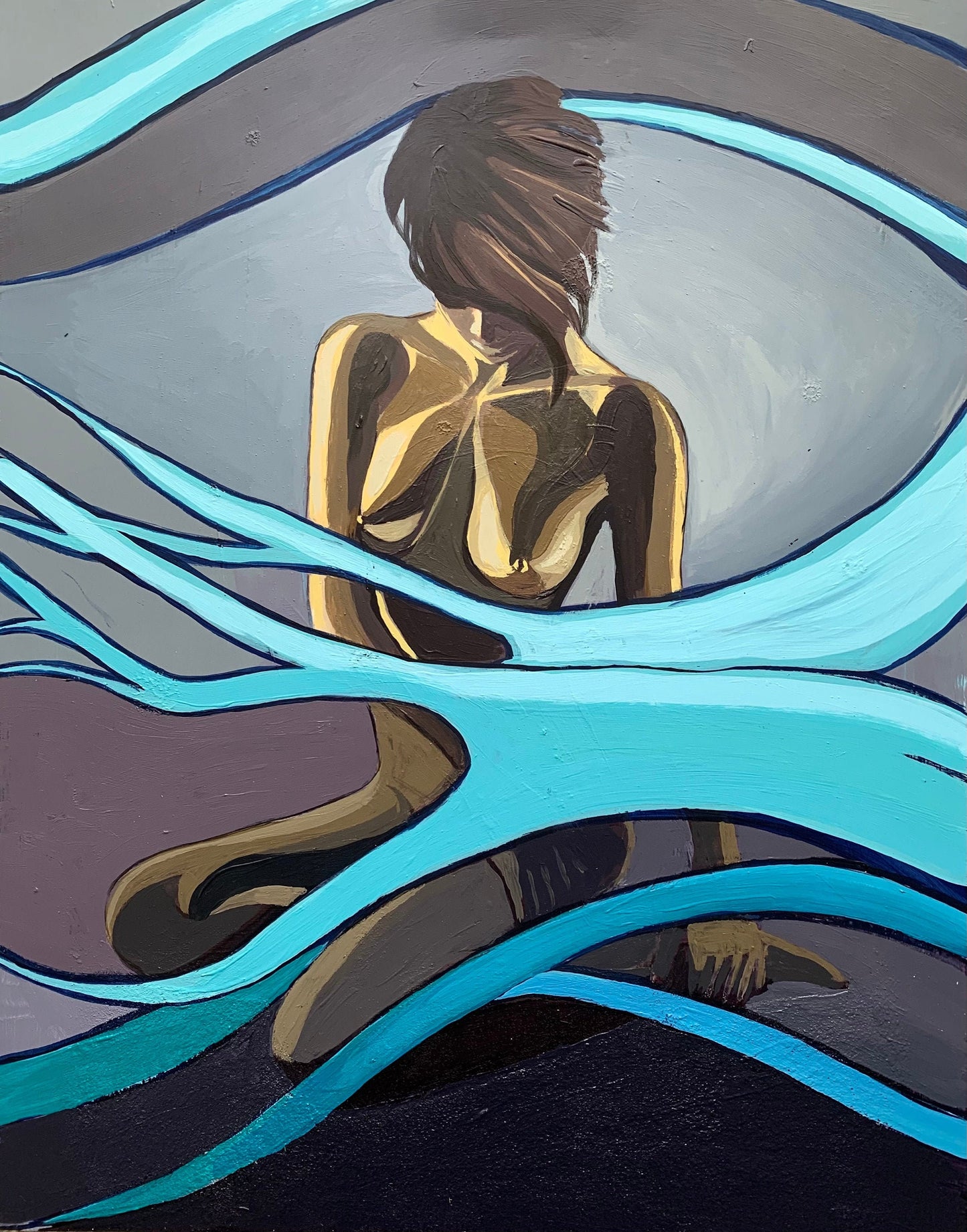 11x13.5 inch - Original acrylic and oil paintings - Bond girl 03