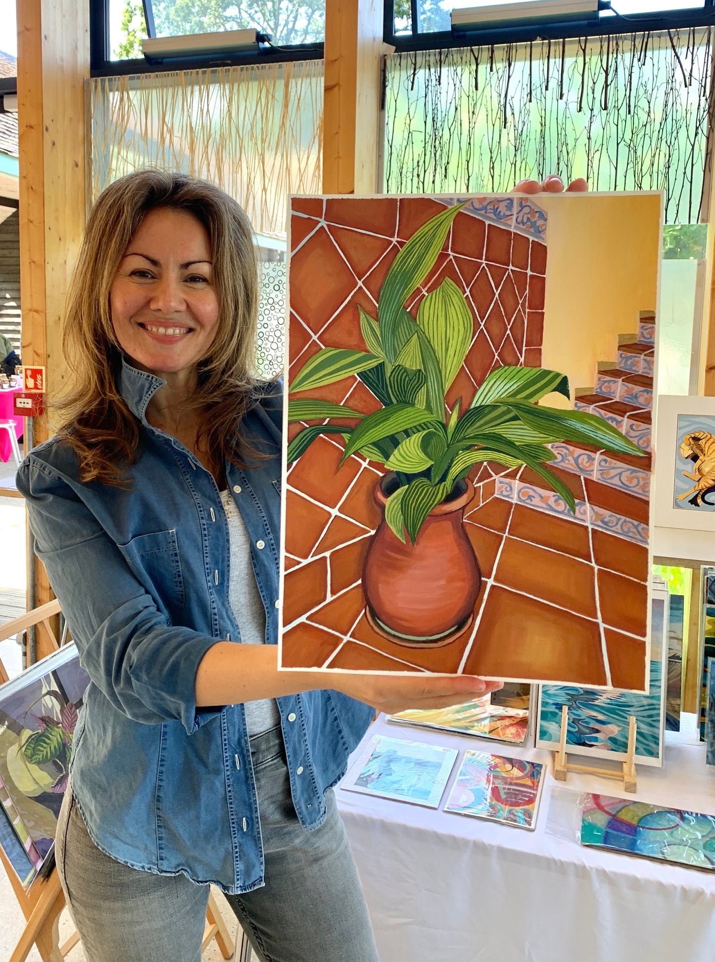 12x 16 inch - TERRACOTTA ASPIDISTRA ANDALUCIA - Original oil painting