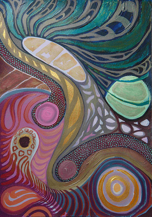 A3 size - MOON MEDITATION Abstract woman - Original Oil Painting