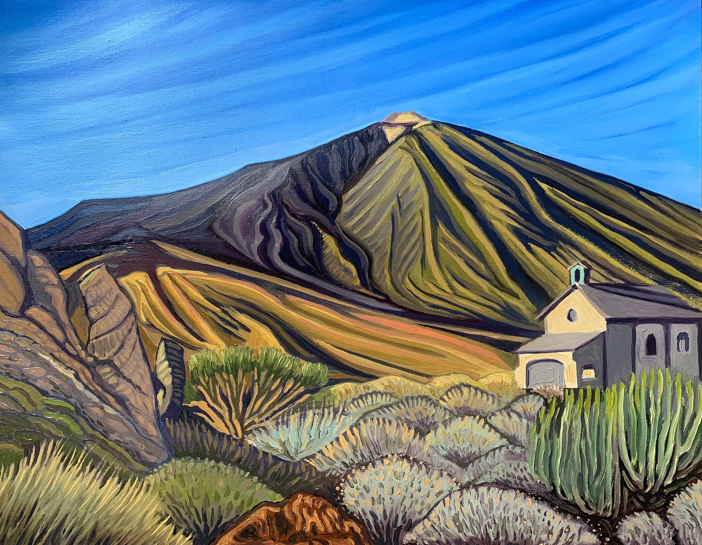 16x20 inch - TENERIFE TEIDE VOLCANO - Original Oil Painting