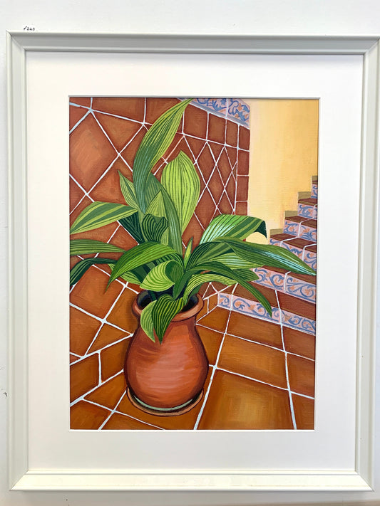 12x 16 inch - TERRACOTTA ASPIDISTRA ANDALUCIA - Original oil painting