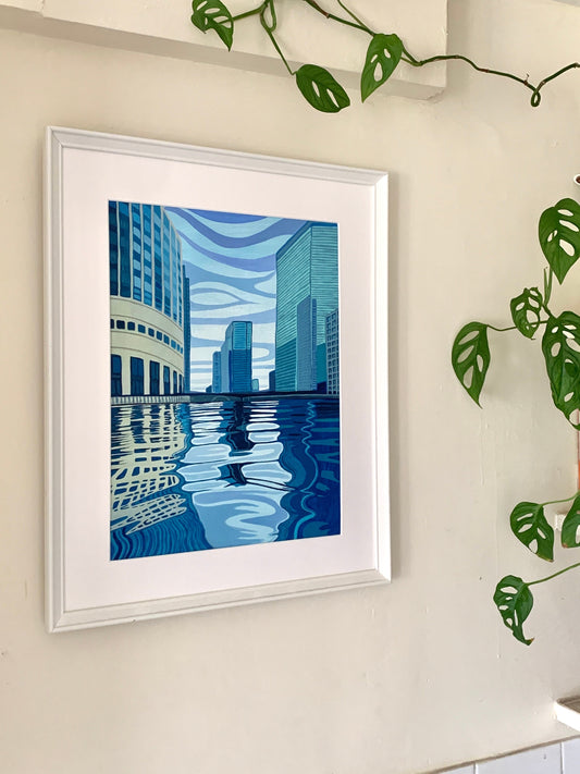 12x16 inch - CANARY WHARF LONDON - Original acrylic painting