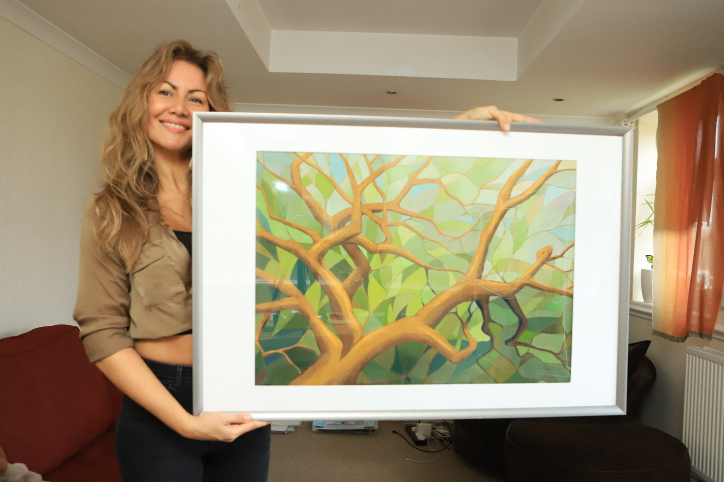 21 x 28 inch - DULWICH SYDENHAM Hill Woods Mosaic Tree - Original acrylic and oil painting