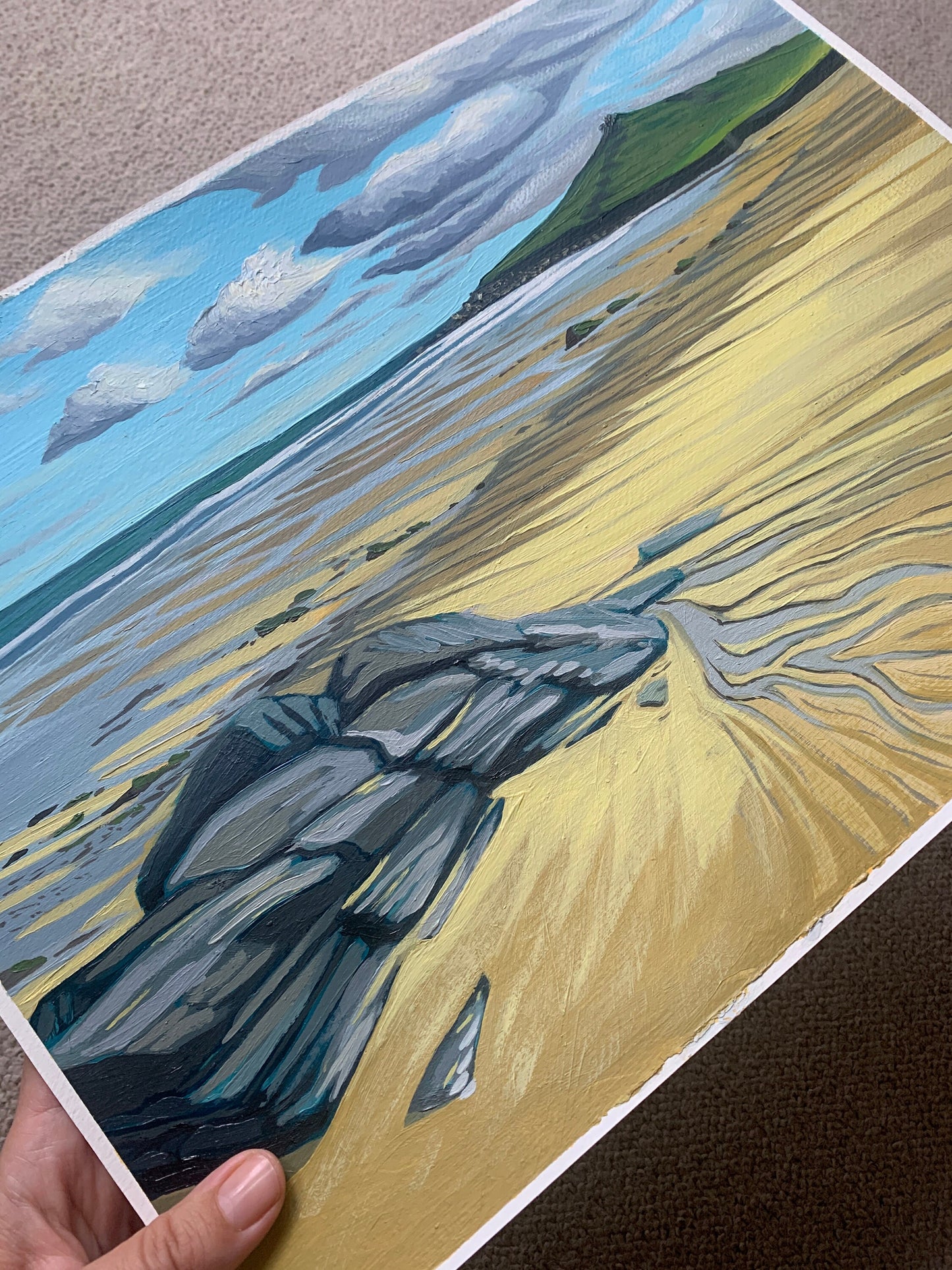 A3 size - CORNWALL ST IVES Porthmeor Beach - Original Oil Painting