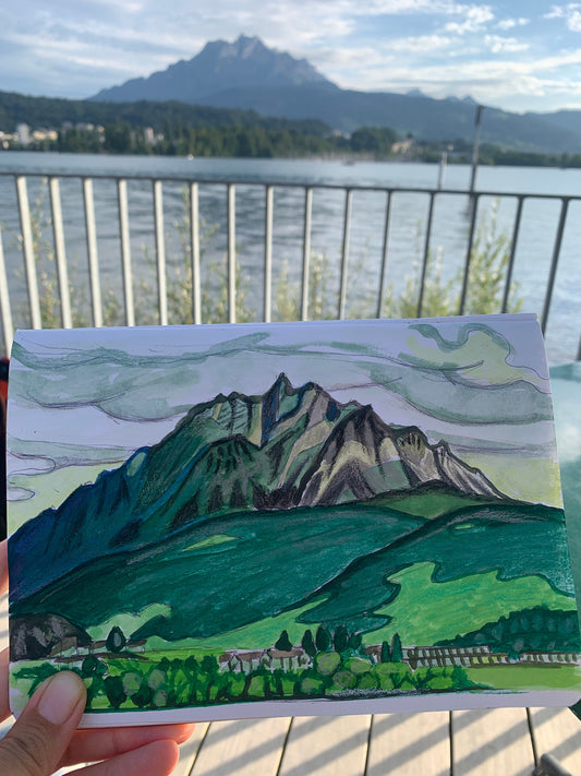 12x16 inch - PILATUS LUCERNE SWITZERLAND - original oil painting
