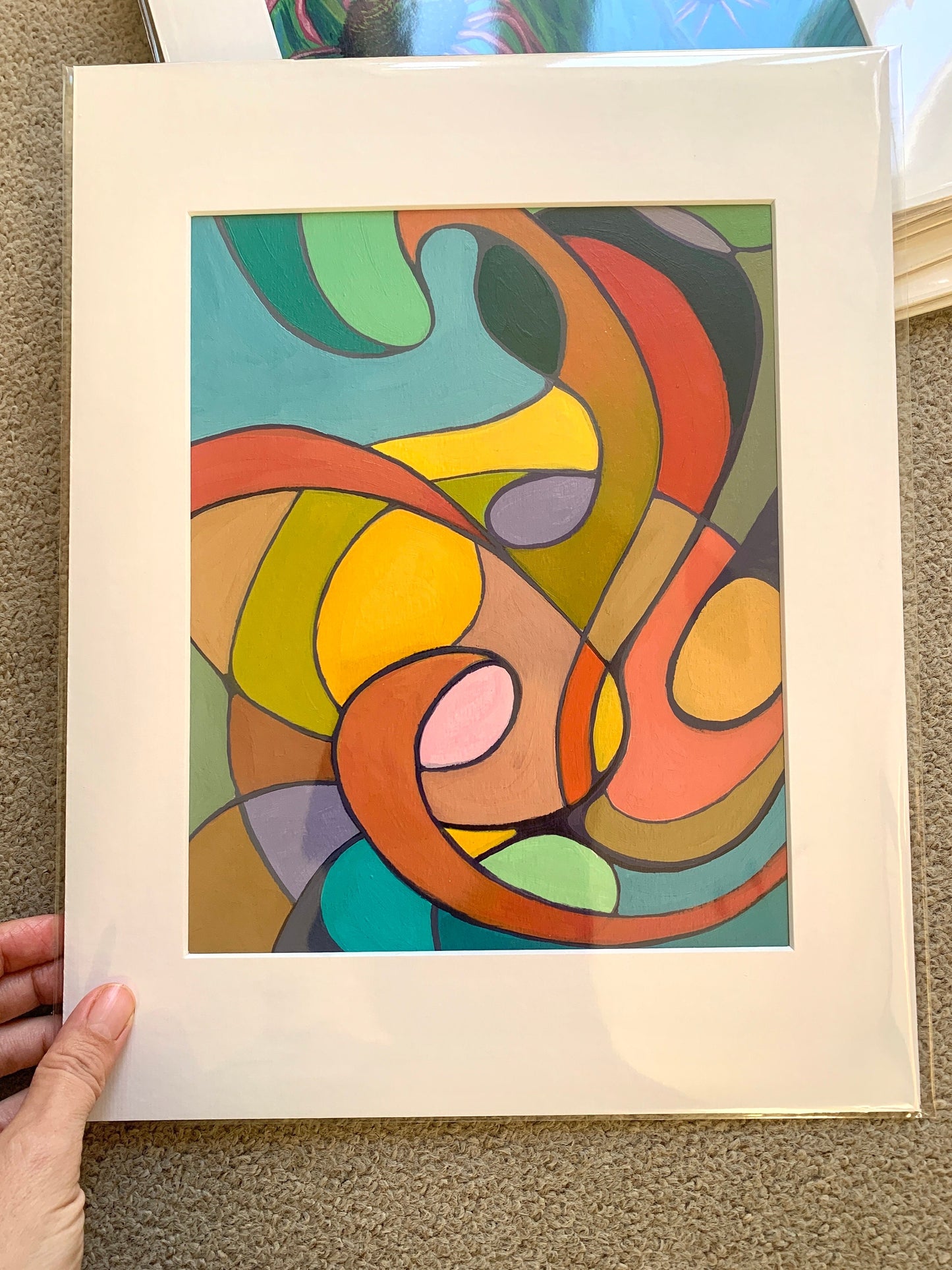 A4 size - Colourful Abstract - original painting of colourful swirls