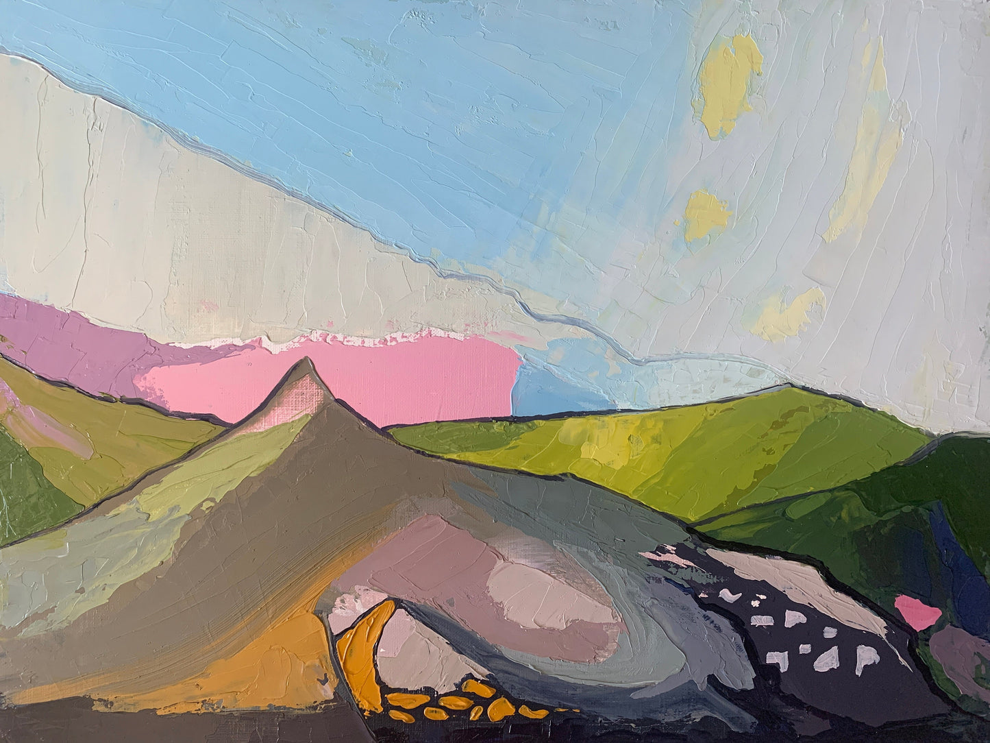 A3 size - Original Oil Painting - Abstract Landscape Palette Knife Painting