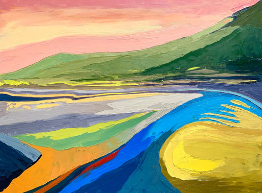 A3 size - Original Oil Painting - Abstract Palette Knife Landscape