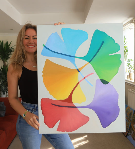 24x30 inch - GINGKO LEAVES - Oil on Canvas