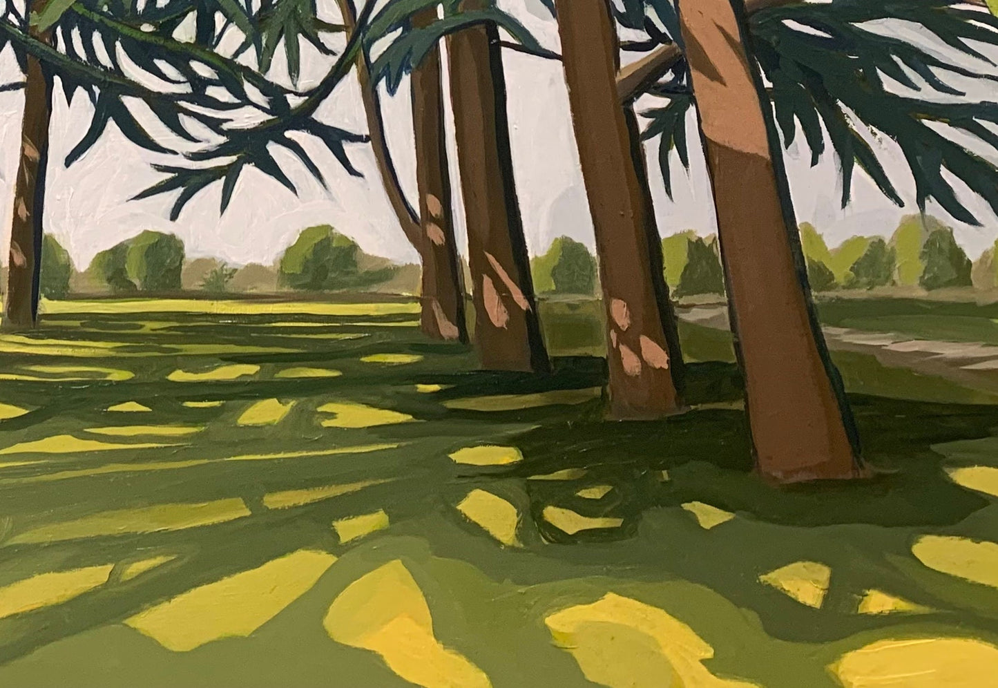 33x22 inch - CRYSTAL PALACE Park Cedar Trees - Original Oil Painting