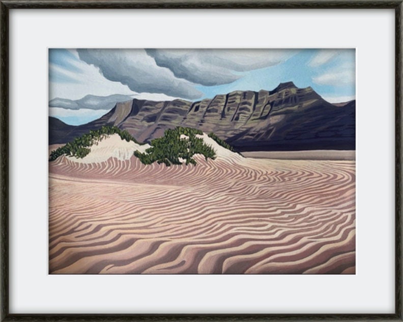 A3 size - FAMARA LANZAROTE Sand Dunes Canary Islands - Original Oil Painting