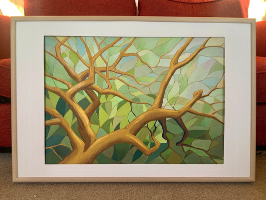 21 x 28 inch - DULWICH SYDENHAM Hill Woods Mosaic Tree - Original acrylic and oil painting