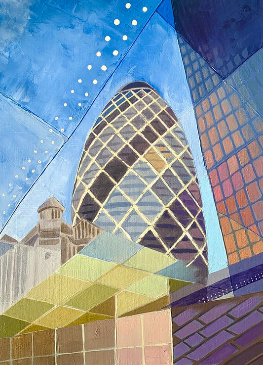 12x16 inch - The Gherkin 30 St Mary Axe - Original Oil Painting