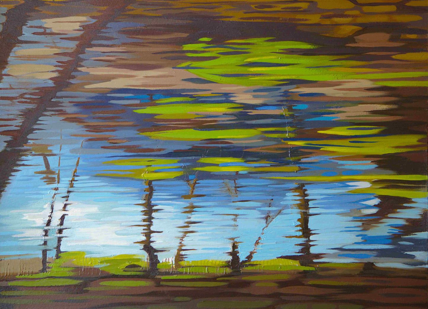 20x15 inch - CANTERBURY STOUR River Abstract Landscape - Original Oil Painting