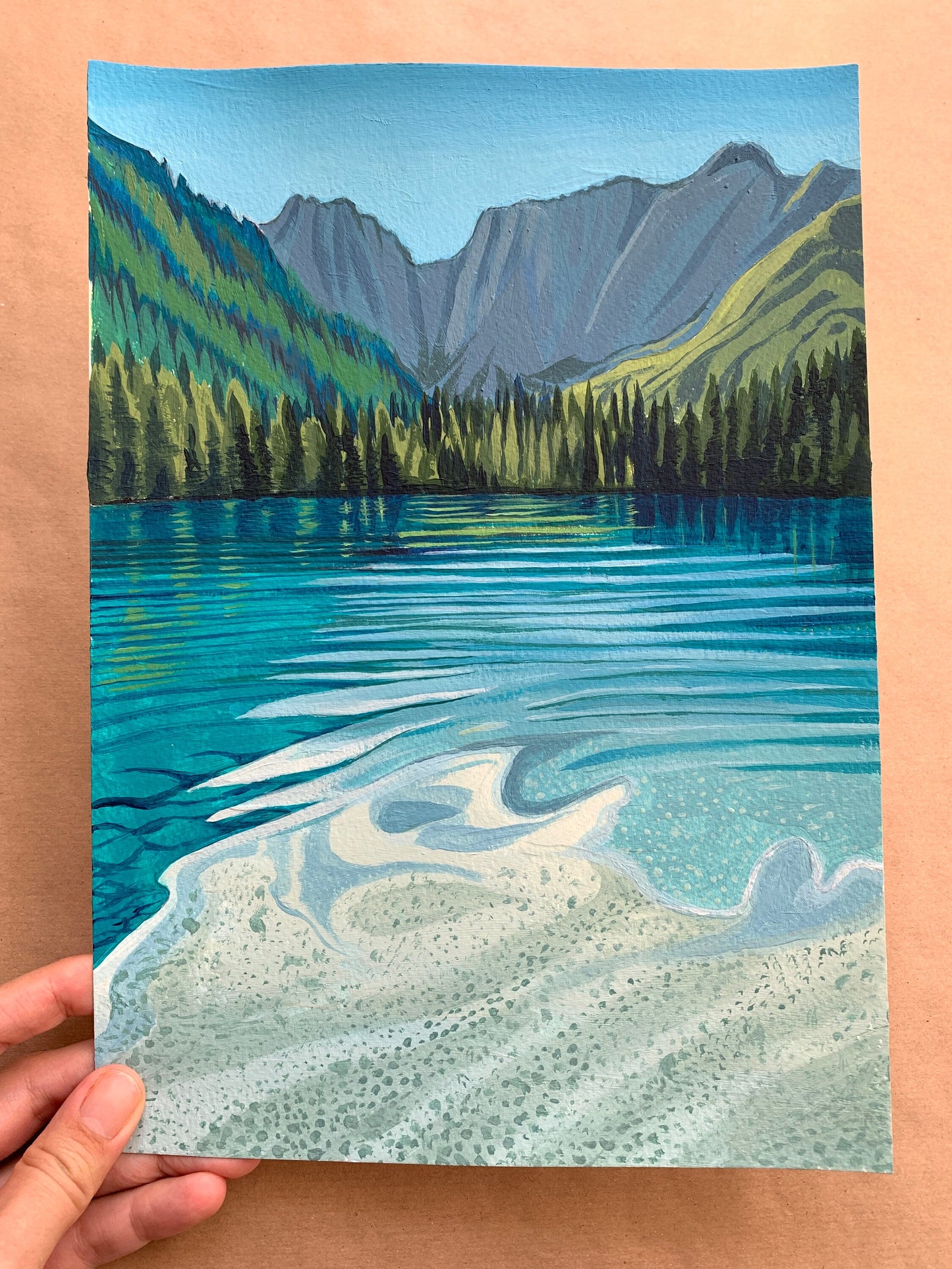 A4 size - ITALY Lago de Fusine - Original Acrylic Painting