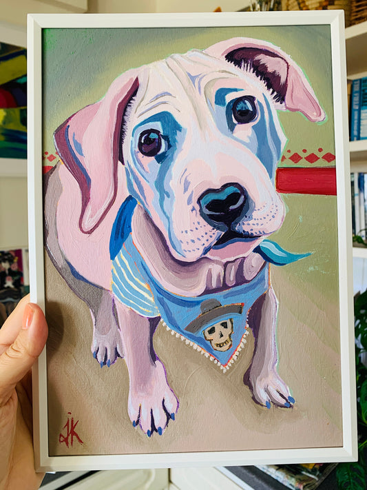 A4 size - Mexican puppy dog - Original oil painting