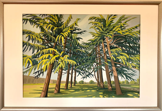 33x22 inch - CRYSTAL PALACE Park Cedar Trees - Original Oil Painting