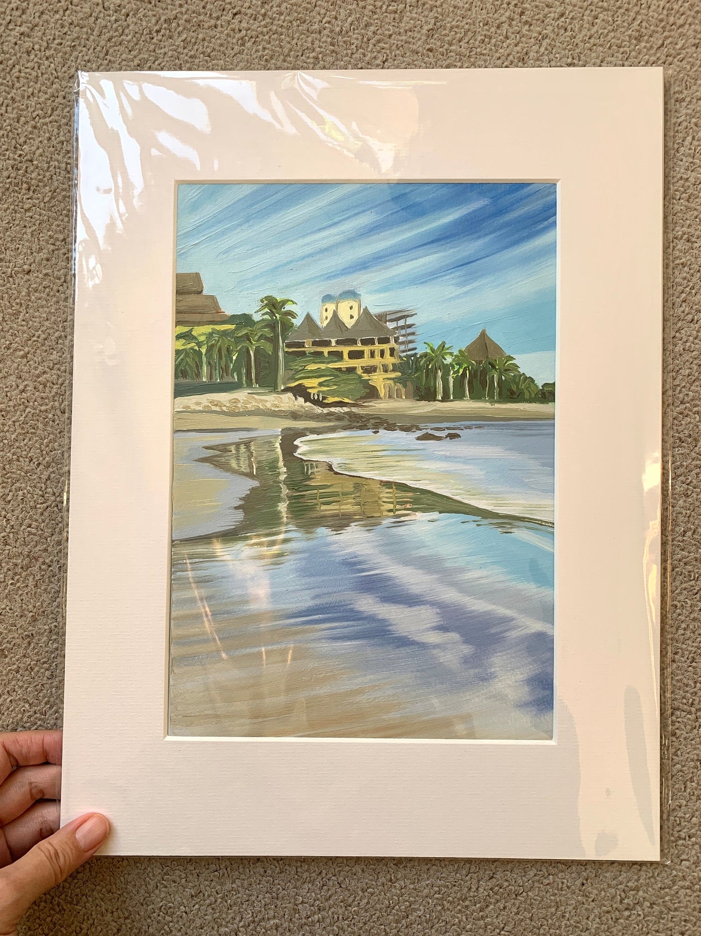A4 size - SAYULITA MEXICO Beach reflection - Original Oil Painting