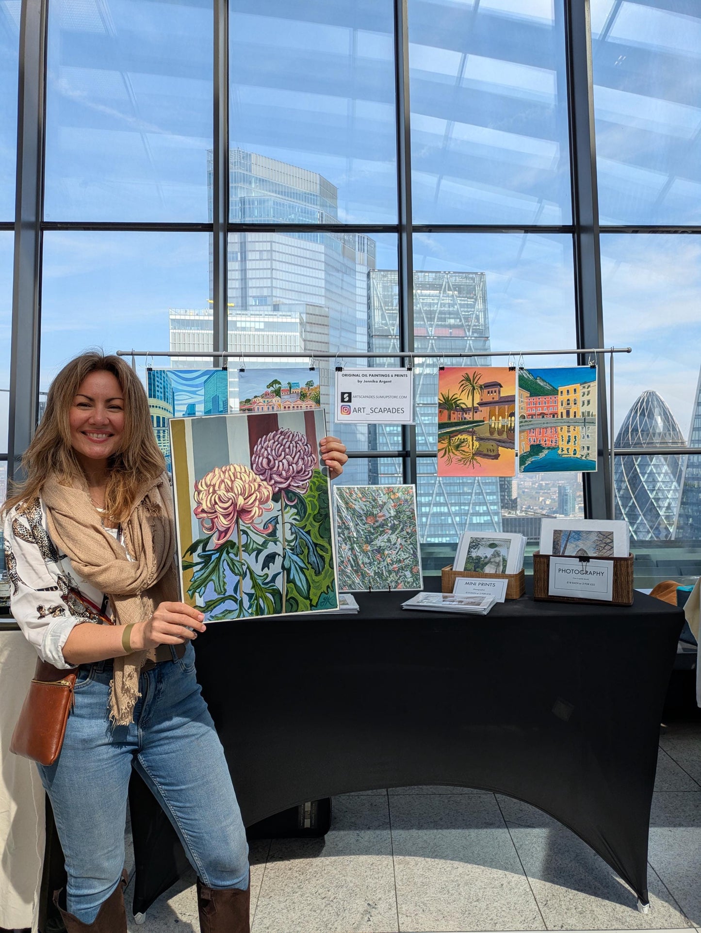 A3 size - CHRYSANTHEMUMS at the Gardner Museum - Original oil painting