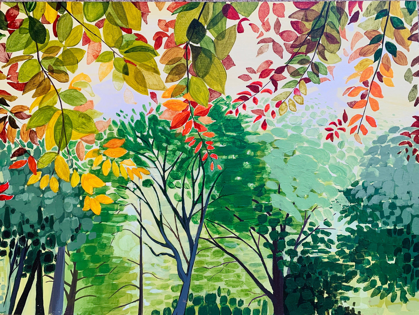 A3 size - HORNIMAN GARDENS Copper Beech Tree - Original acrylic painting