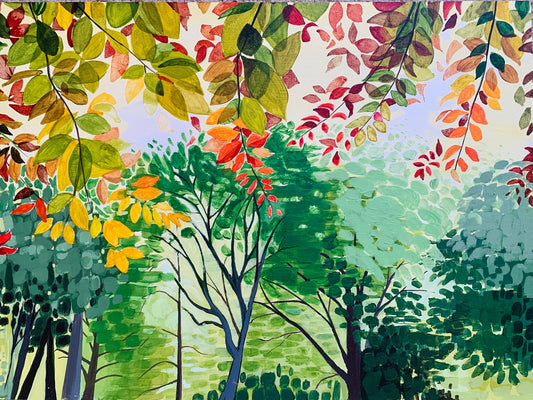 A3 size - HORNIMAN GARDENS Copper Beech Tree - Original acrylic painting