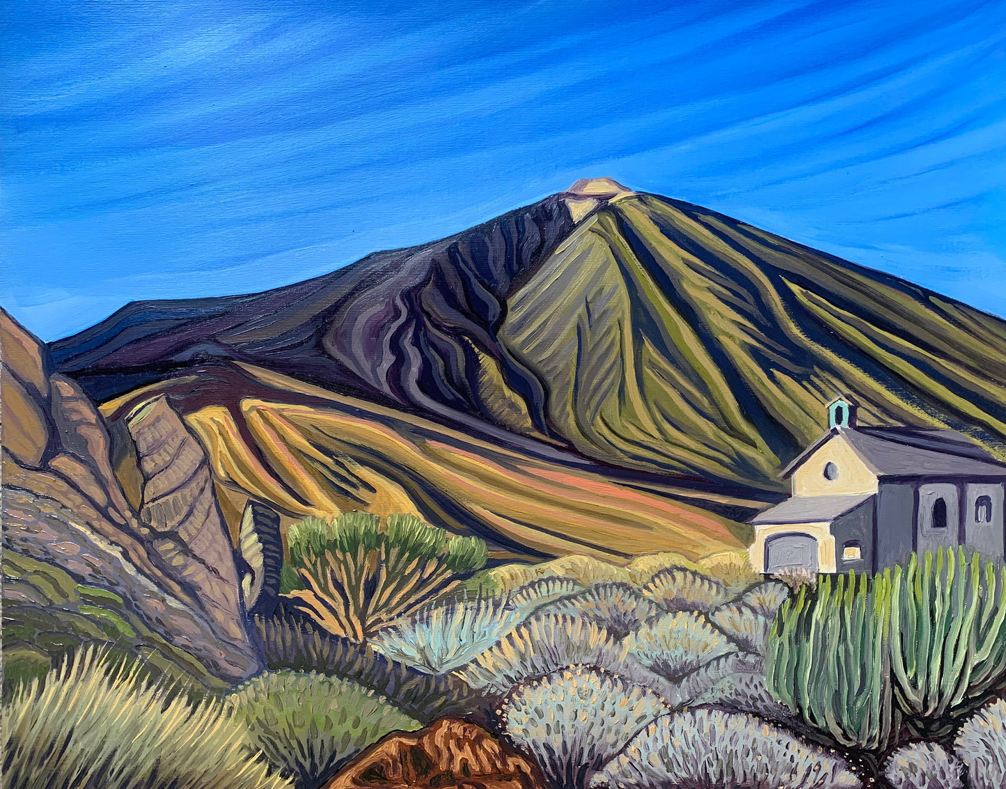 16x20 inch - TENERIFE TEIDE VOLCANO - Original Oil Painting