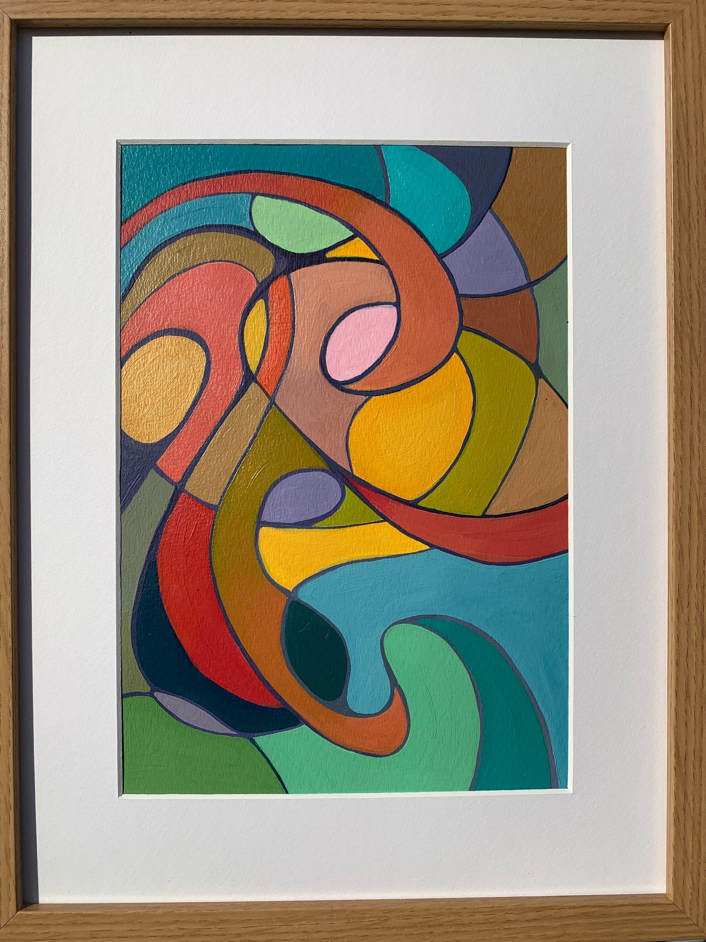 A4 size - Colourful Abstract - original painting of colourful swirls
