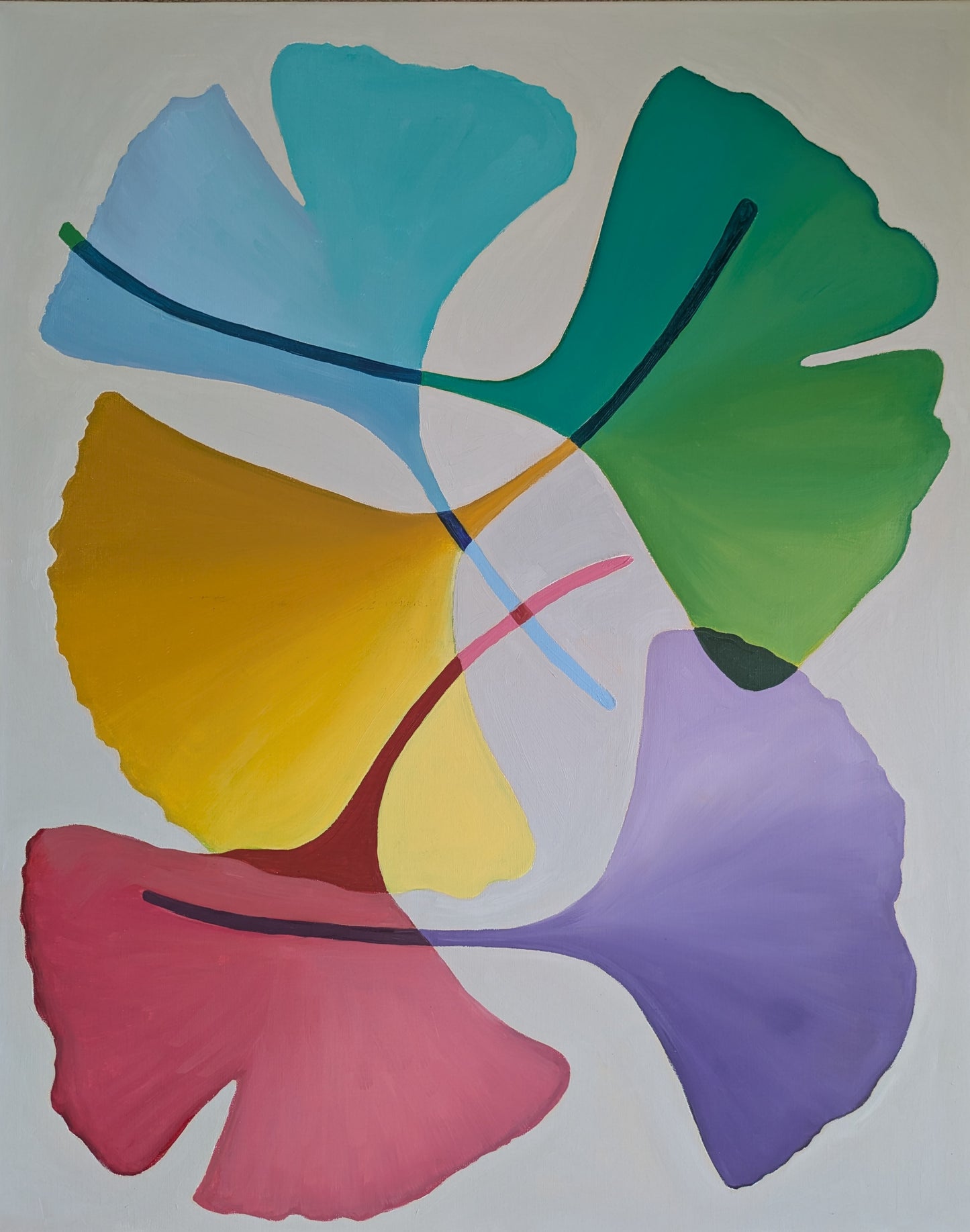 24x30 inch - GINGKO LEAVES - Oil on Canvas