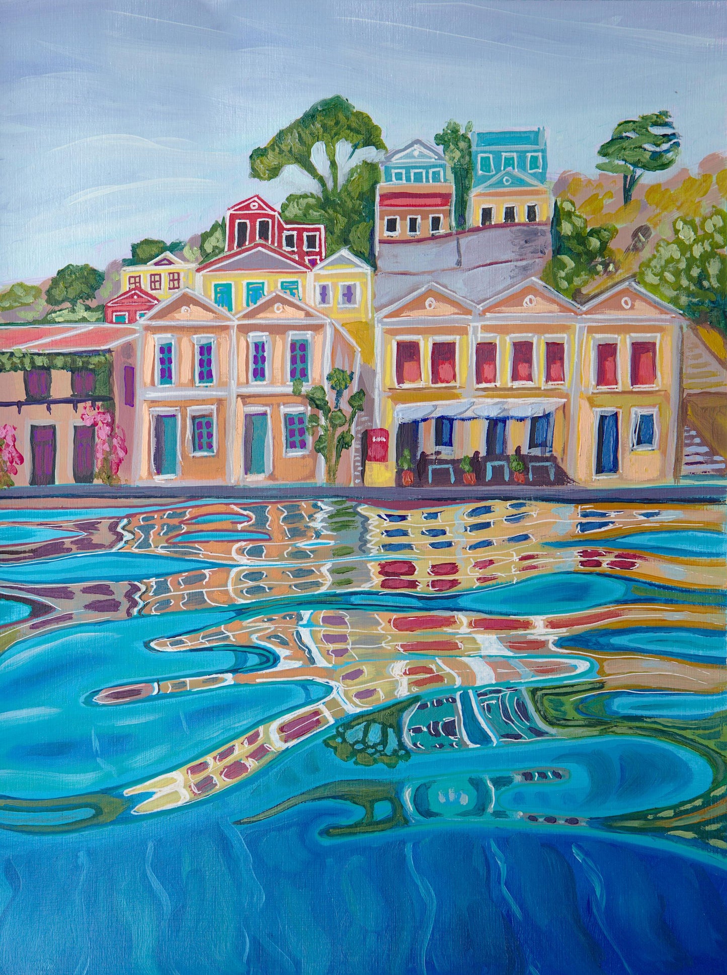 Symi Island Reflection Painting