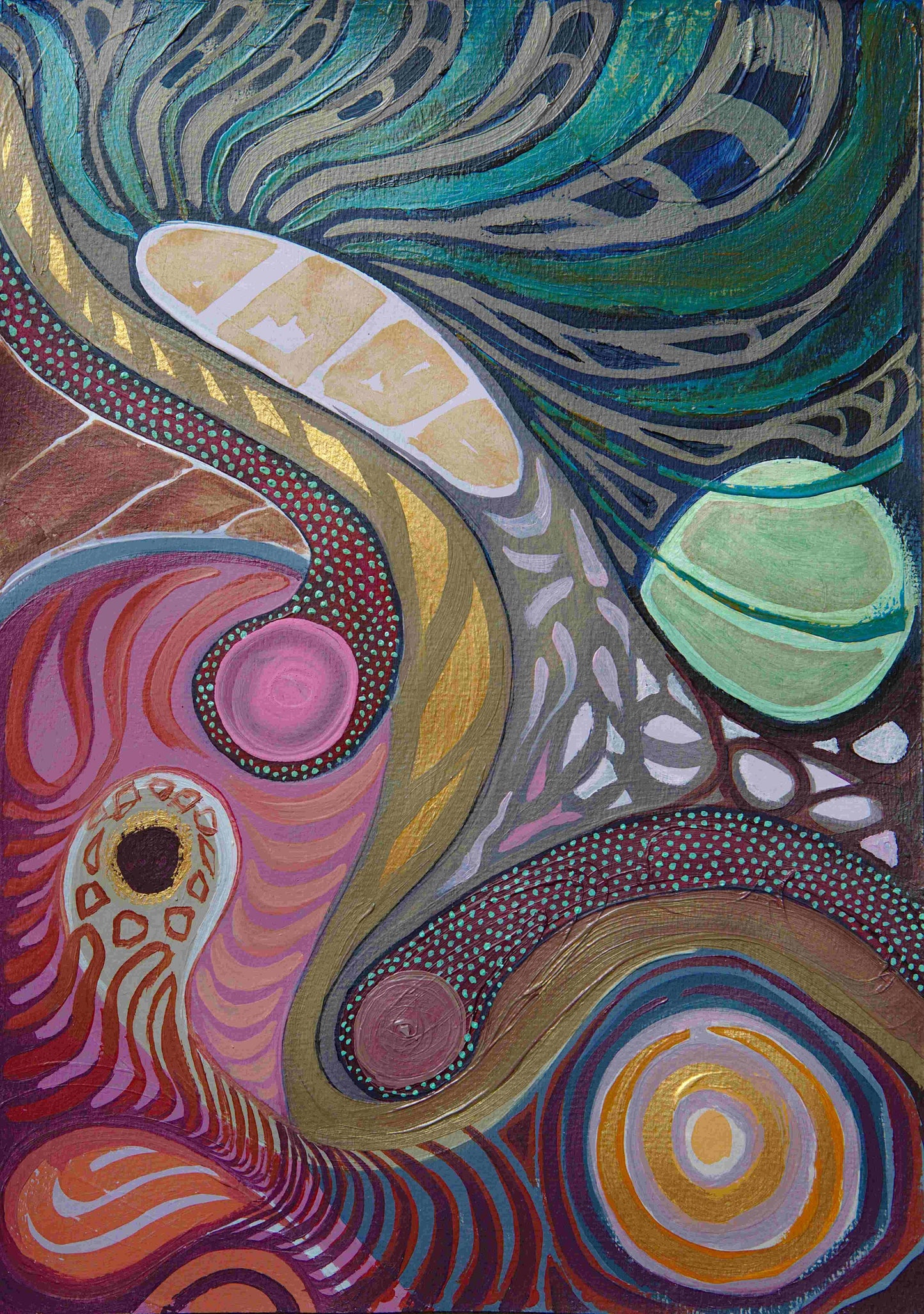 A3 size - MOON MEDITATION Abstract woman - Original Oil Painting