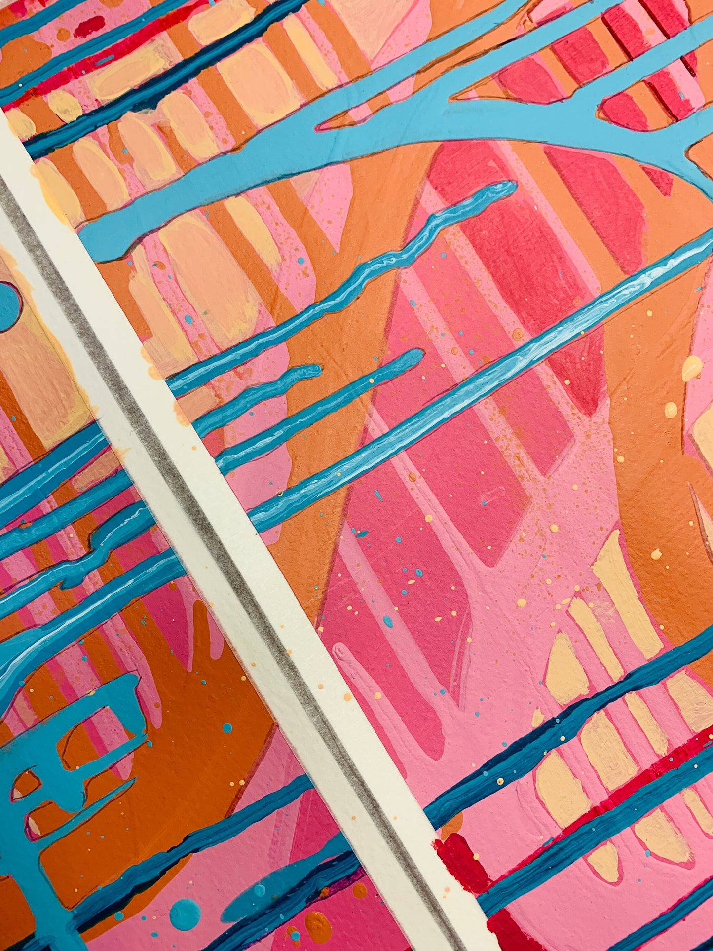 A4 size - Original Acrylic painting - Abstract Colourful Drips Diptych