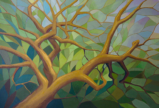 21 x 28 inch - DULWICH SYDENHAM Hill Woods Mosaic Tree - Original acrylic and oil painting