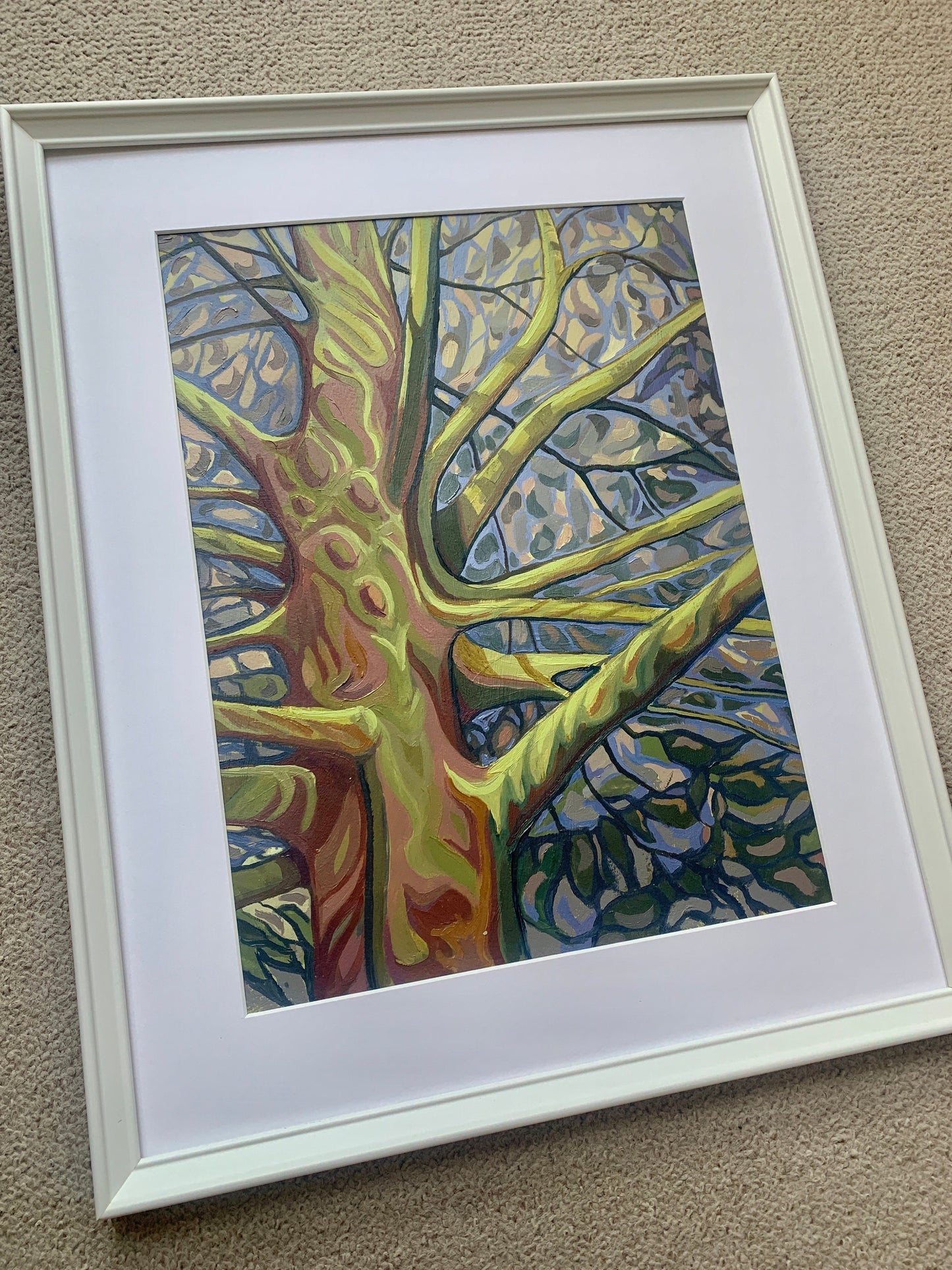 A3 size - DULWICH PARK Turkey Oak Tree London - Original oil painting