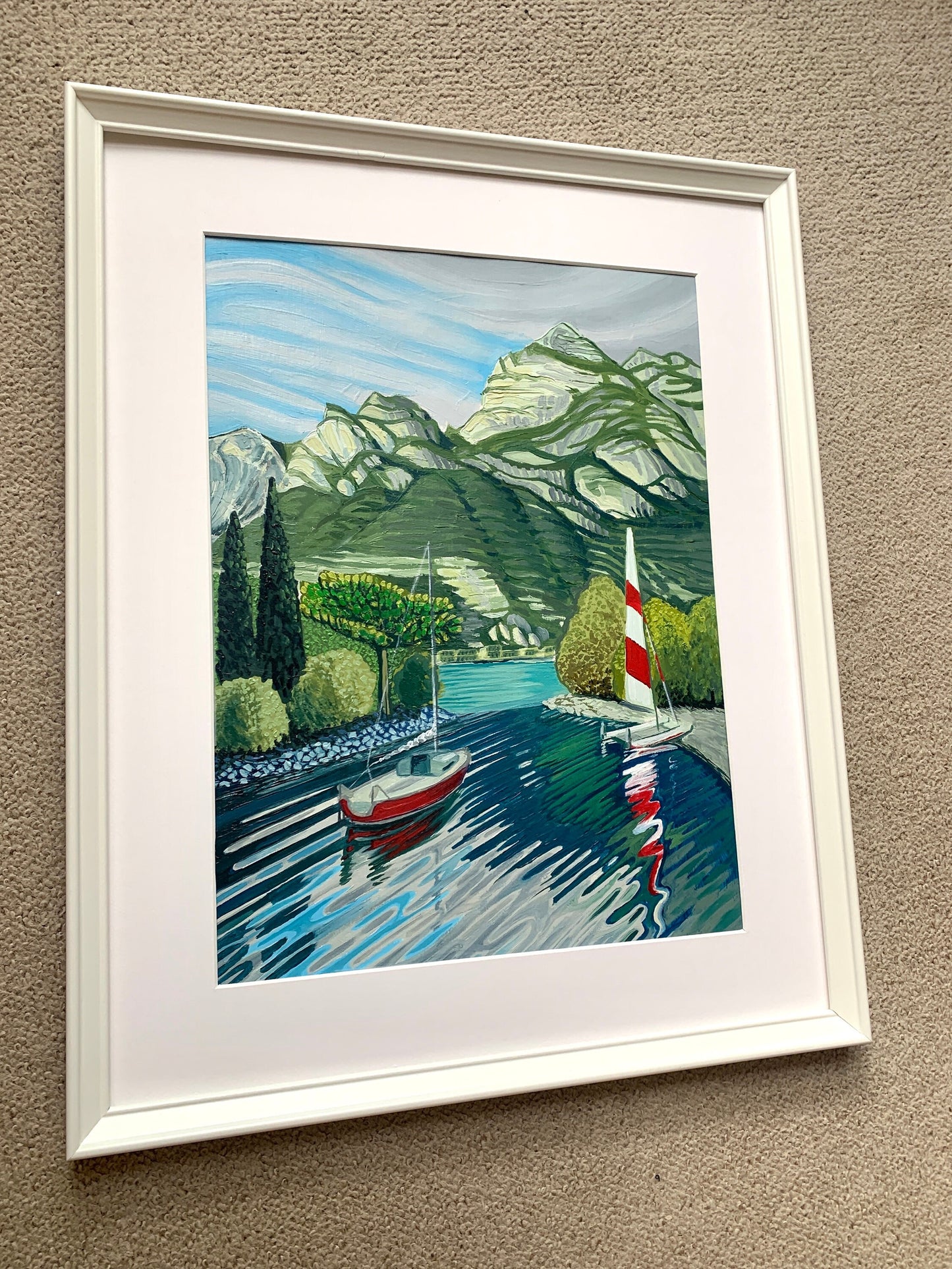 12x16 inch - LAKE GARDA Riva del Garda Italy - Original Oil Painting