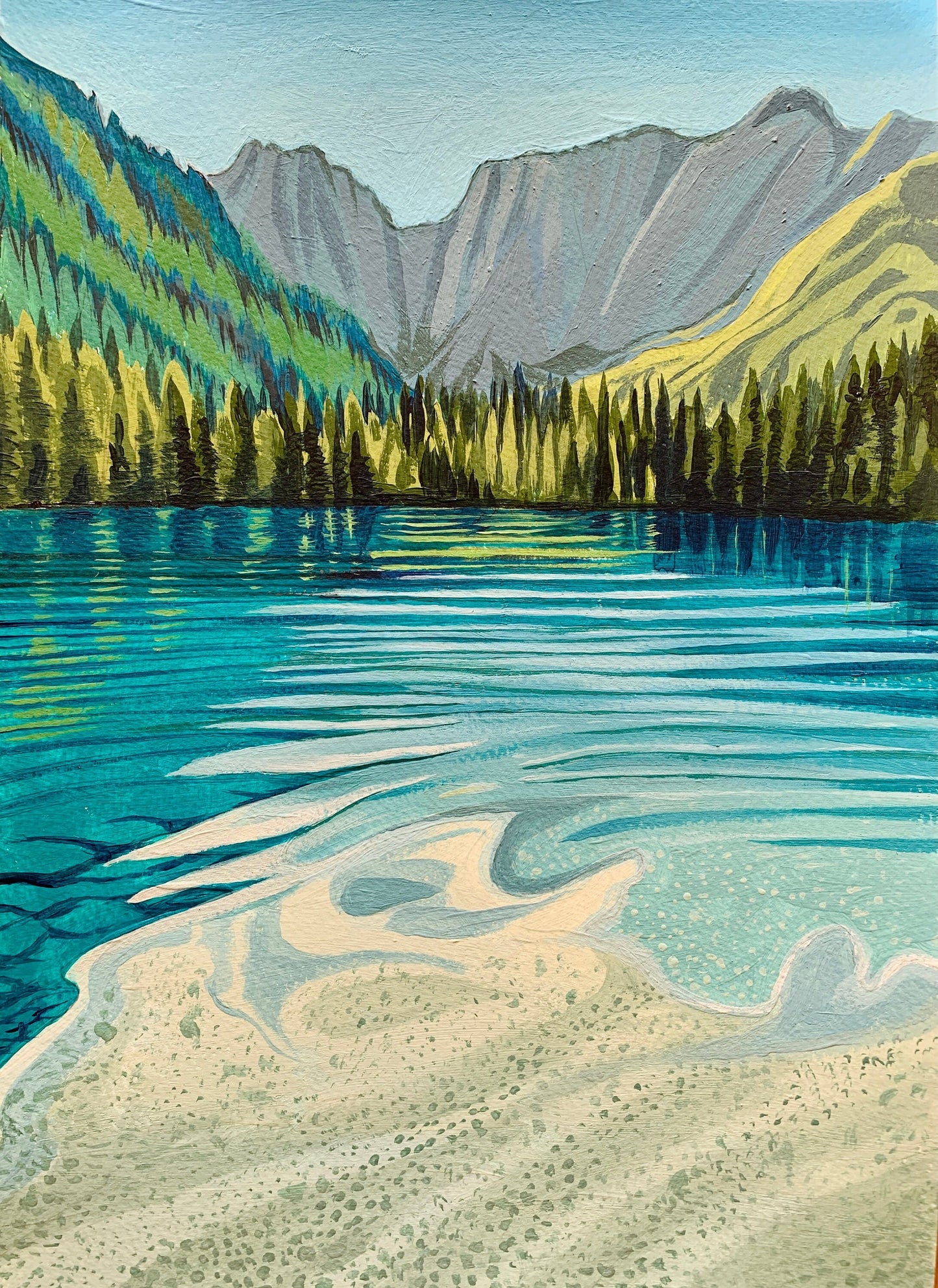 A4 size - ITALY Lago de Fusine - Original Acrylic Painting