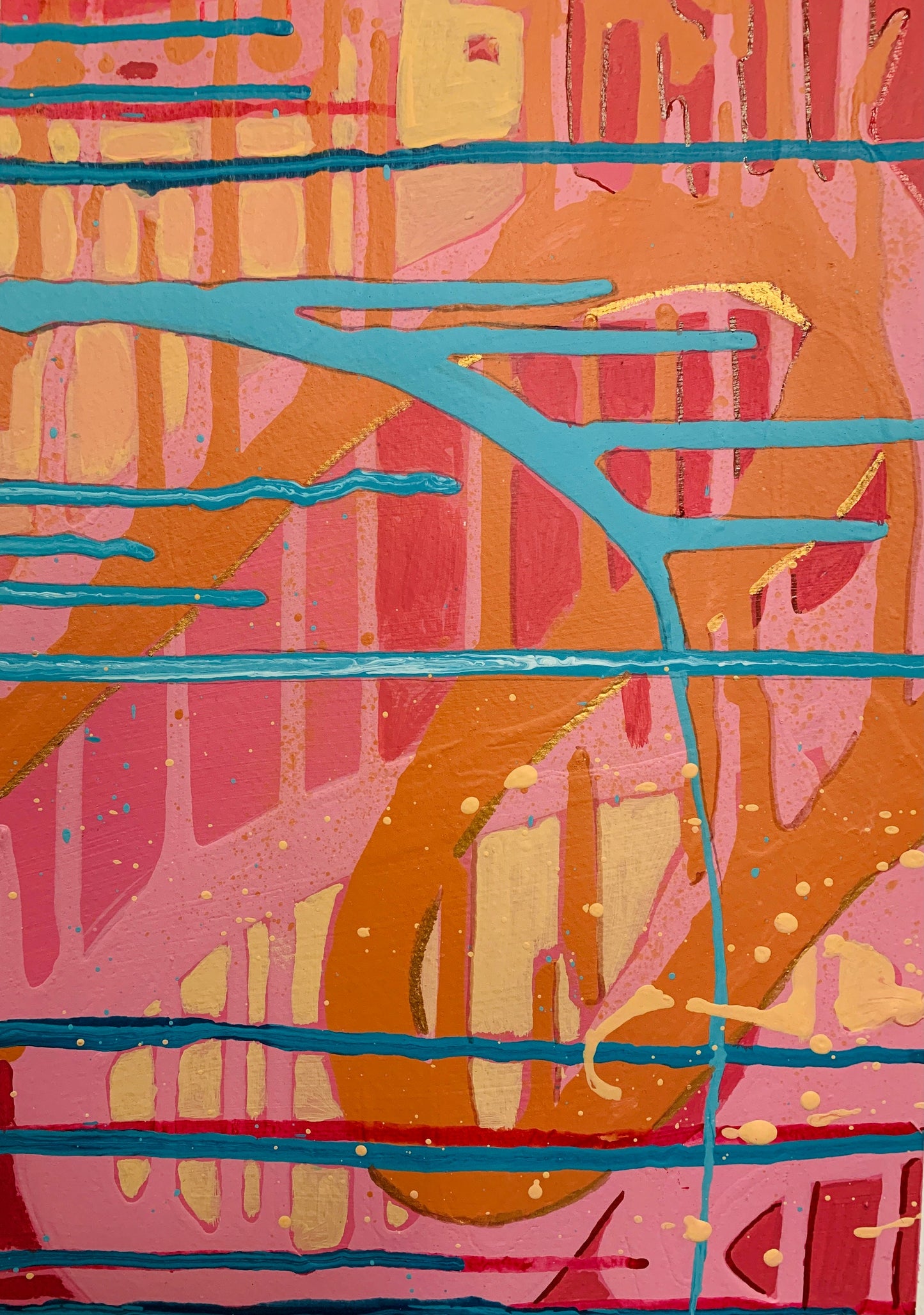 A4 size - Original Acrylic painting - Abstract Colourful Drips Diptych