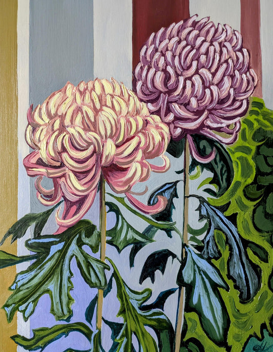 A3 size - CHRYSANTHEMUMS at the Gardner Museum - Original oil painting
